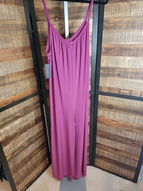 Tiana B. Draped Sleeveless Jumpsuit in Raspberry Pink